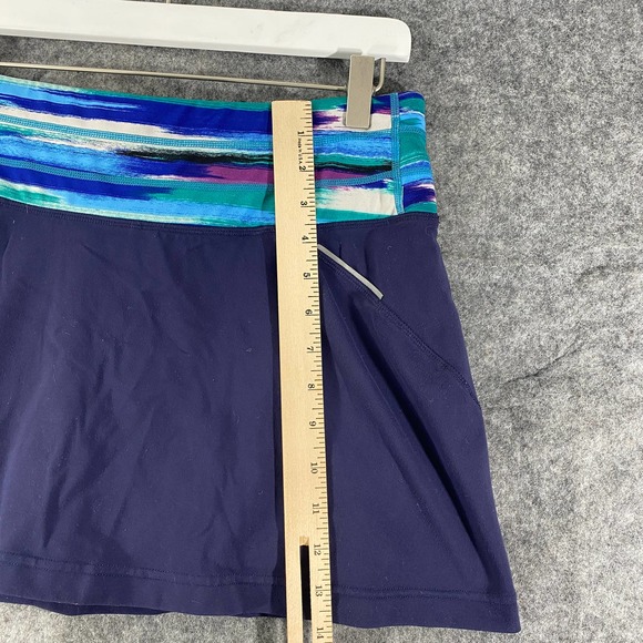 Athleta Skort Small Navy Blue Mini Grenadine Airbrush Relay Lines Mid Rise Lined - Picture 8 of 11